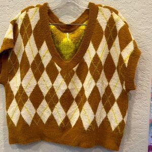 Free People V-Neck Sweater Vest Through The Motions Size: Medium Preloved